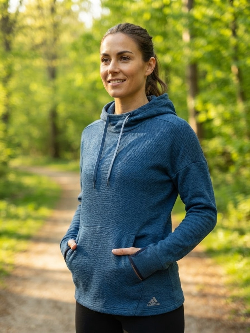 Adidas Primegreen Blue Marled Athletic Hoodie / Sweatshirt